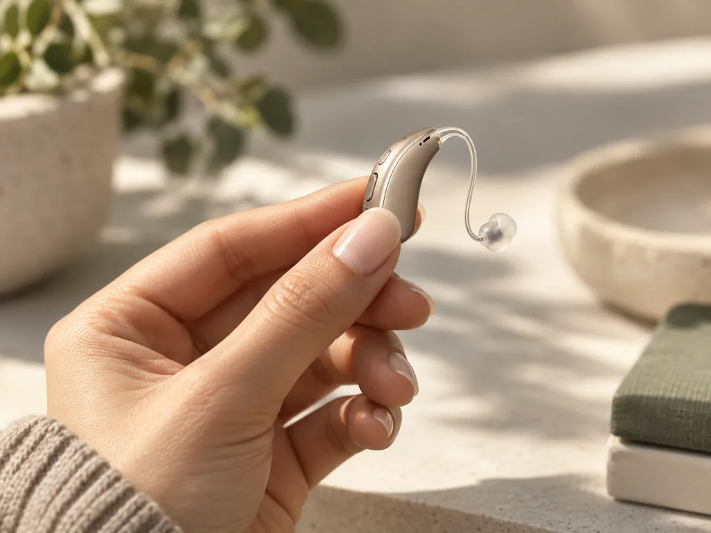 A hearing aid in natural light